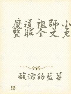 魔道祖师小说完整版全文免费阅读下载