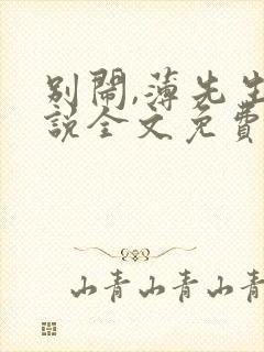 别闹,薄先生小说全文免费阅读
