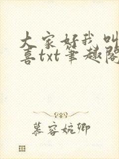 大家好我叫林小喜txt笔趣阁