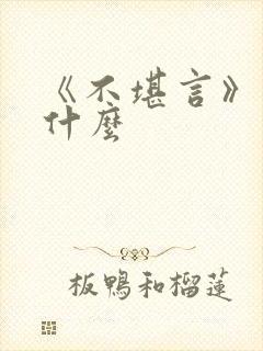 《不堪言》讲的什么