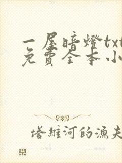 一屋暗灯txt免费全本小说电子书