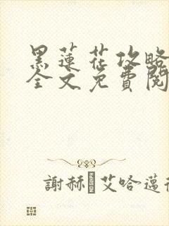 黑莲花攻略手册全文免费阅读封面