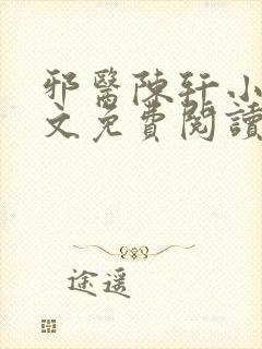 邪医陈轩小说全文免费阅读封面