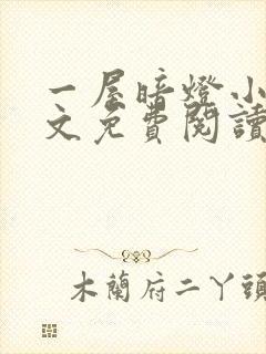 一屋暗灯小说全文免费阅读封面