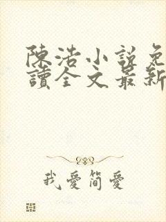 陈浩小说免费阅读全文最新封面