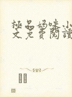 极品妈咪小说全文免费阅读