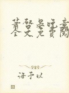 萧启晏晚意小说全文免费阅读封面