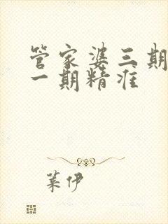 管家婆三期必开一期精准封面