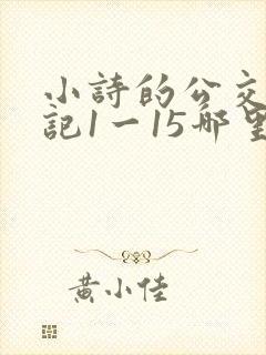 小诗的公交车日记1一15哪里能看封面