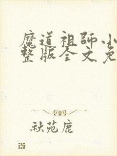 魔道祖师小说完整版全文免费阅读下载