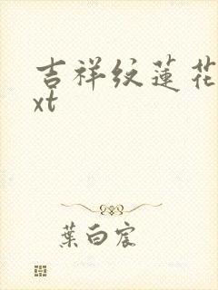 吉祥纹莲花楼txt
