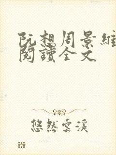 阮想周景维免费阅读全文封面