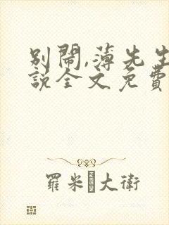 别闹,薄先生小说全文免费阅读