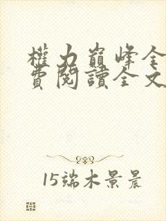 权力巅峰全本免费阅读全文封面