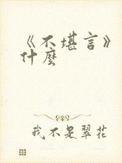 《不堪言》讲的什么