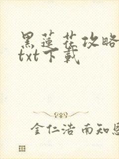 黑莲花攻略手册txt下载