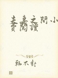 夫妻之间小说免费阅读