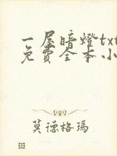 一屋暗灯txt免费全本小说电子书