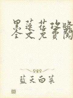 黑莲花攻略手册全文免费阅读封面