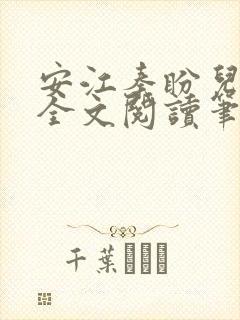 安江秦盼儿小说全文阅读笔趣阁封面