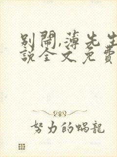 别闹,薄先生小说全文免费阅读封面
