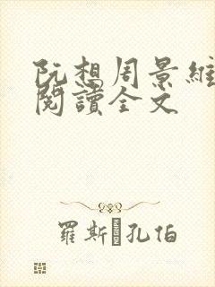 阮想周景维免费阅读全文