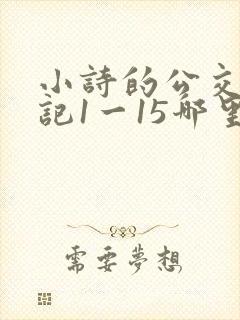小诗的公交车日记1一15哪里能看封面