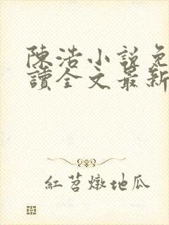 陈浩小说免费阅读全文最新