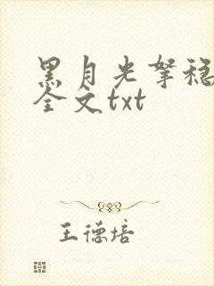 黑月光拿稳小说全文txt