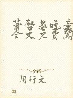 萧启晏晚意小说全文免费阅读