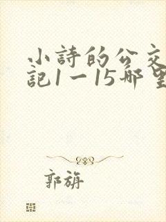 小诗的公交车日记1一15哪里能看封面