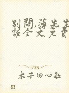 别闹,薄先生小说全文免费阅读