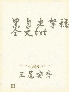 黑月光拿稳小说全文txt