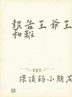 报告王爷王妃要和离