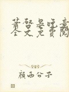 萧启晏晚意小说全文免费阅读