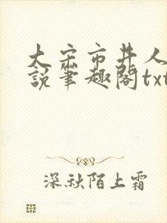 大宋市井人家小说笔趣阁txt
