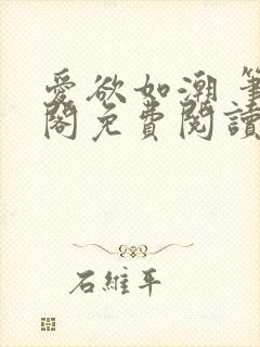 爱欲如潮 笔趣阁免费阅读封面
