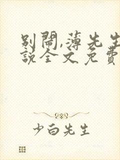 别闹,薄先生小说全文免费阅读