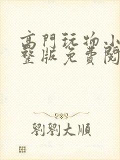 高门玩物小说完整版免费阅读
