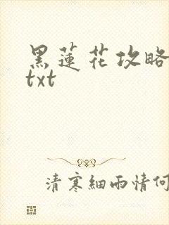 黑莲花攻略手册txt