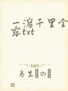一泻千里金银花露txt