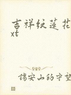 吉祥纹莲花楼txt