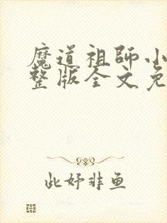 魔道祖师小说完整版全文免费阅读