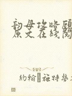 韵母攻略顾小暖原文在线阅读封面