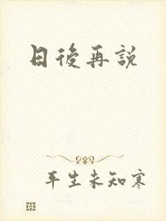 日后再说封面
