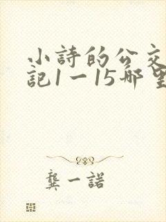 小诗的公交车日记1一15哪里能看封面