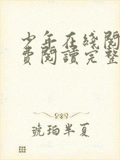 少年在线阅读免费阅读完整版封面