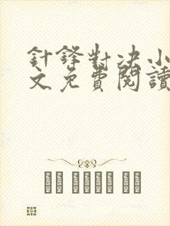 针锋对决小说全文免费阅读完整版封面