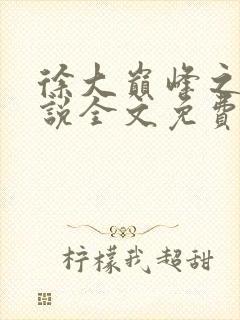 徐大巅峰之路小说全文免费阅读