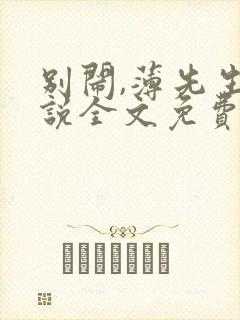 别闹,薄先生小说全文免费阅读封面